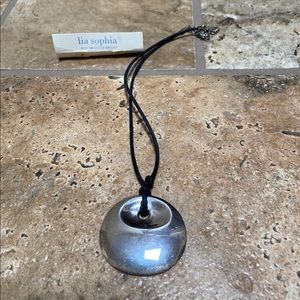 Lia Sophia silver round reversible necklace